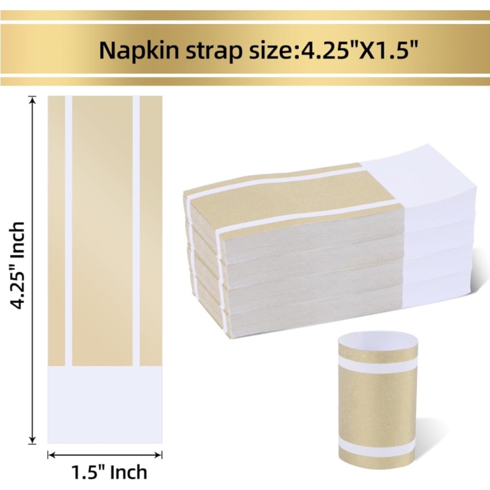 Germiwipe Self-Adhesive Matte Gold Paper Napkin Ring 195. NEW